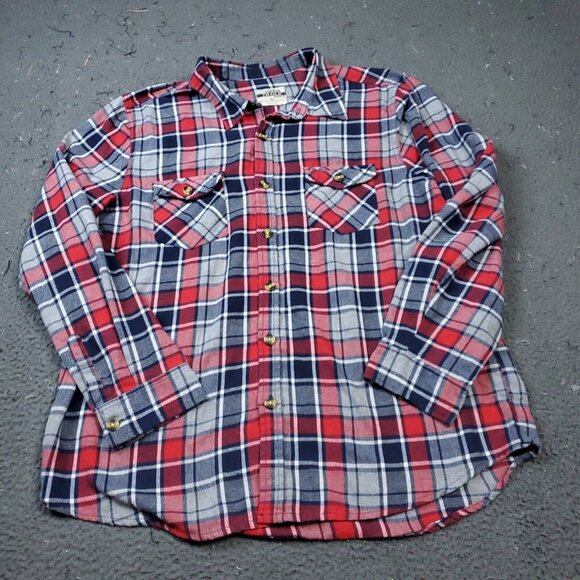 Open Trails Shirt Mens Size XL Extra Large Long Sleeve Button Red Plaid - Picture 2 of 6